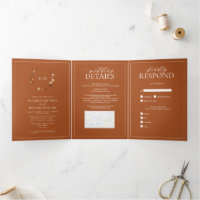 Elegant Burnt Orange Floral Crest Monogram Wedding
