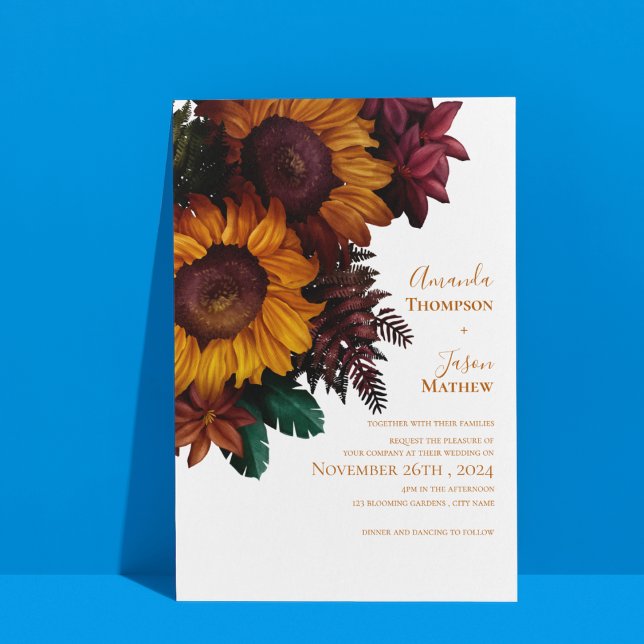 Elegant Burnt Orange Floral Wedding Invitation (Elegant Burnt Orange Floral Wedding Invitation)