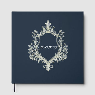 Elegant Burnt Orange Monogram Crest Wedding Guest Book