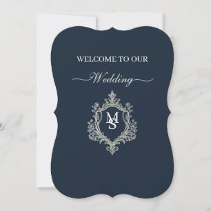 Elegant Burnt Orange Monogram Crest Wedding invita Invitation