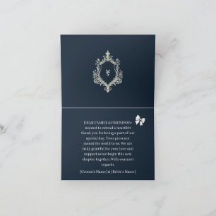 Elegant Burnt Orange Monogram Crest Wedding Thank You Card