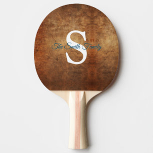 Elegant Burnt Orange Monogrammed Ping Pong Paddle