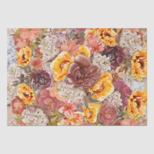 Elegant Burnt Orange Rust Cream Floral   Tissue Paper