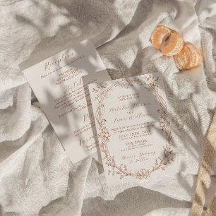 Elegant Burnt Orange Terracotta All In One Wedding Invitation