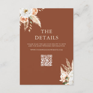 Elegant Burnt Orange Terracotta Floral Wedding Enclosure Card