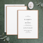 Elegant Burnt Orange & White Typography Wedding Invitation<br><div class="desc">A gorgeous typography wedding invitation for a summer or fall wedding! This beautiful,  elegant design features a burnt orange edge around a white invitation,  with modern typography. A simple,  minimalist design. Contact designer for matching products. Copyright Elegant Invites,  all rights reserved.</div>