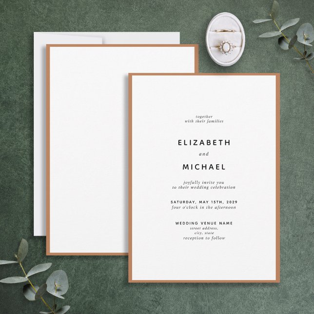 Elegant Burnt Orange & White Typography Wedding Invitation (Creator Uploaded)