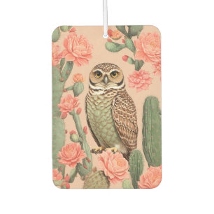 Elegant Burrowing Owl And Cactuses  Car Air Freshener