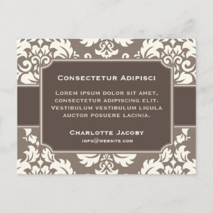 Elegant Business Advertising Damask Postcard