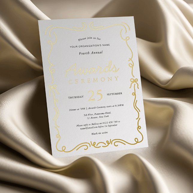 Elegant Business Awards Ceremony White & Gold (Elegant awards ceremony invitations in white and real gold foil (can also be silver or rose gold))