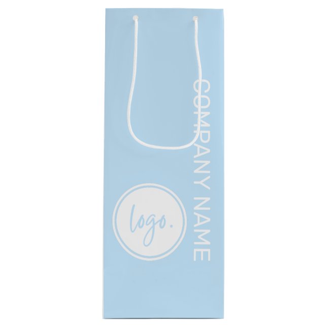 ELEGANT BUSINESS BRAND COMPANY NAME & LOGO ON BLUE WINE GIFT BAG (Front)