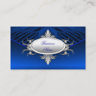 Elegant Business Card Art Deco Blue Silver Plaque