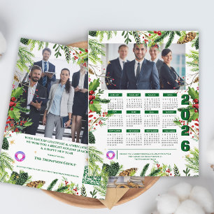 Elegant Business Christmas Corporate 2026 Calendar Holiday Postcard