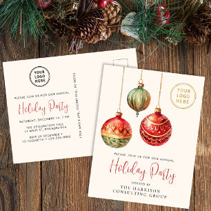 Elegant Business Corporate Christmas Holiday Party Invitation Postcard