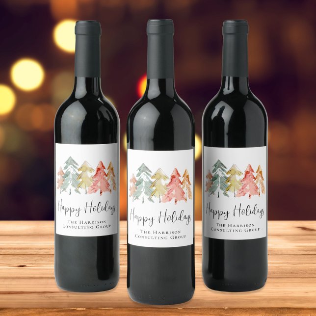Elegant Business Happy Holidays Christmas Wine Label (Creator Uploaded)