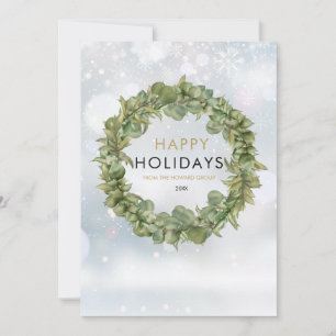 Elegant Business Holiday Greenery Wreath Card