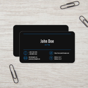 Elegant Business Logo Blue Lines Blue Icons Black Business Card