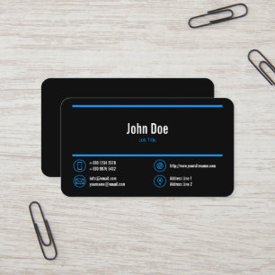 Elegant Business Logo Blue Lines Blue Icons Black Card
