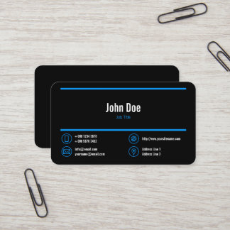 Elegant Business Logo Blue Lines Blue Icons Black Card