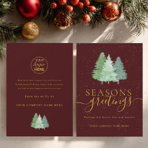Elegant Business Logo Christmas Fir tree Snow Holiday Card