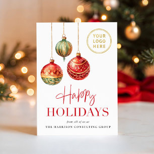 Elegant Business Logo Christmas Ornaments Holiday Card