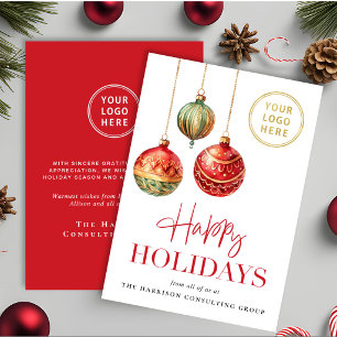 Elegant Business Logo Christmas Ornaments Holiday Card