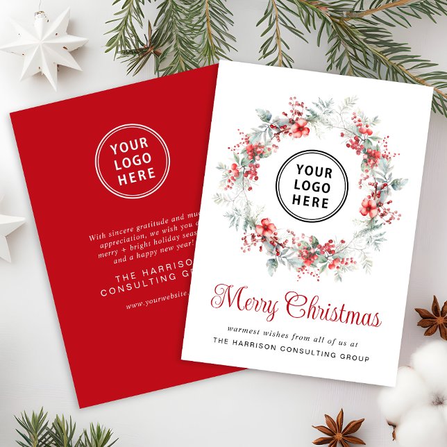 Elegant Business Logo Corporate Merry Christmas Holiday Card (Spread the joy of the season and strengthen business relationships with our elegant holiday card)