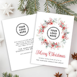 Elegant Business Logo Corporate Merry Christmas Holiday Card