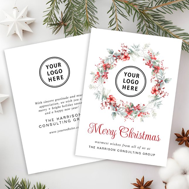 Elegant Business Logo Corporate Merry Christmas Holiday Card (Spread the joy of the season and strengthen business relationships with our elegant holiday card)
