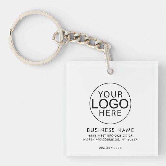 Elegant Business Logo Corporate QR Code Custom Key Ring (Front)