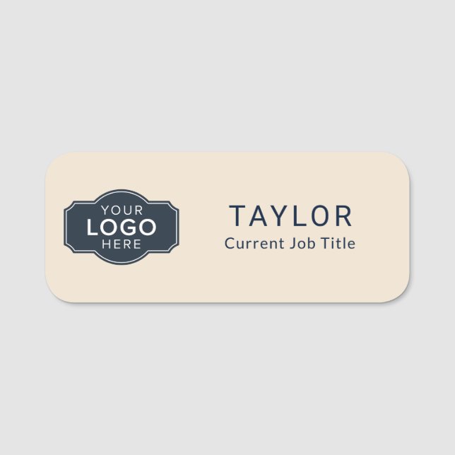Elegant Business Logo Employees Conference Name Tag (Front)