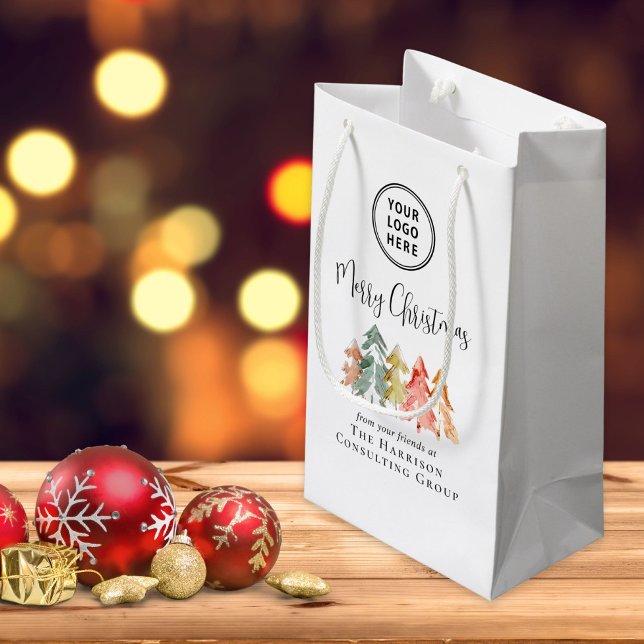 Elegant Business Logo Merry Christmas Small Gift Bag (Creator Uploaded)