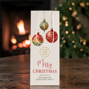 Elegant Business Logo Merry Christmas Wine Gift Bag
