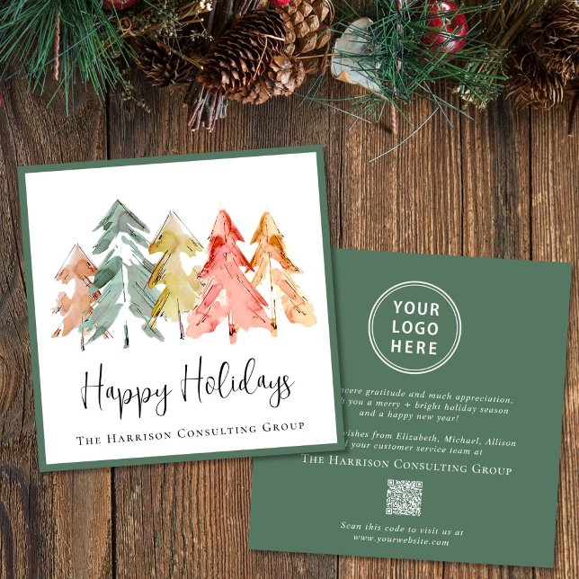 Elegant Business Logo QR Code Christmas Holiday Card (Spread the joy of the season and strengthen business relationships with our elegant holiday card)