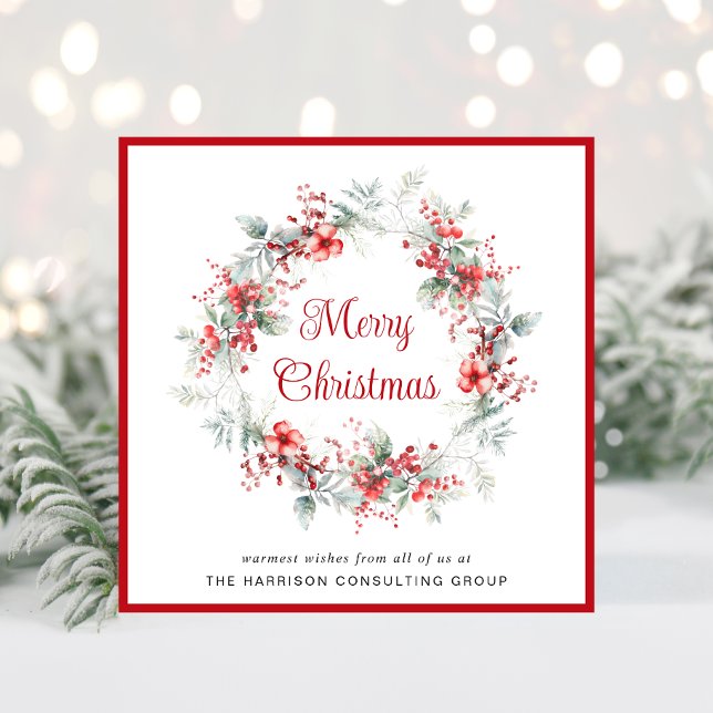 Elegant Business Logo QR Code Corporate Christmas Holiday Card (Spread the joy of the season and strengthen business relationships with our elegant holiday card)