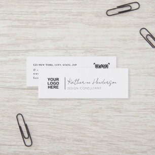 Elegant Business Logo & QR Code Name Professional Mini Business Card