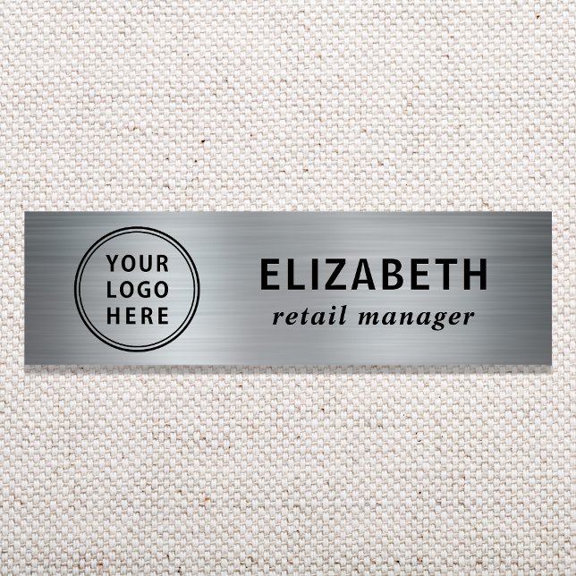 Elegant Business Logo Silver Name Tag (Creator Uploaded)