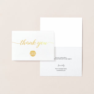 Elegant Business logo Thank you Small Real Foil Card