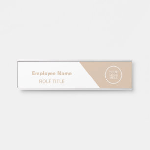 Elegant Business Logo white beige  Door Sign