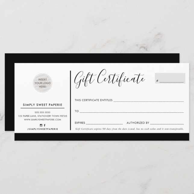 ELEGANT BUSINESS modern chic black white logo (Front/Back)