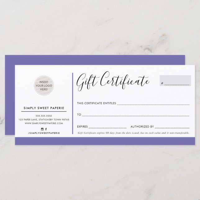 ELEGANT BUSINESS modern chic logo purple (Front/Back)