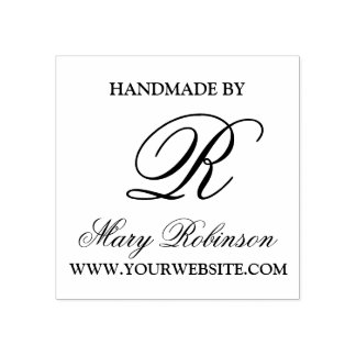 Elegant Business Monogram "Handmade By" Rubber Stamp