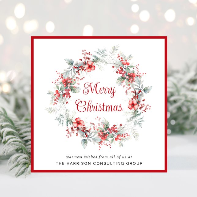 Elegant Business QR Code Corporate Christmas Holiday Card (Spread the joy of the season and strengthen business relationships with our elegant holiday card)