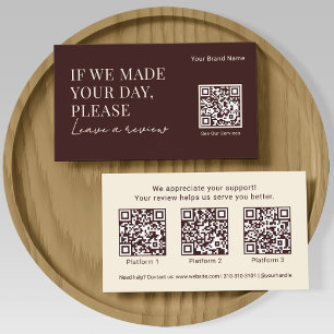 Elegant Business Review Request with QR Codes Boho Card