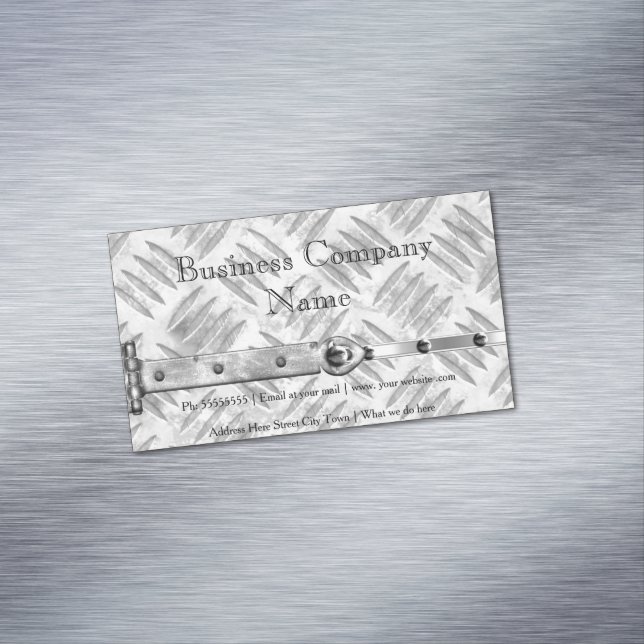 Elegant Business Silver Metal Studs Latch look 3 Magnetic Business Card (In Situ)