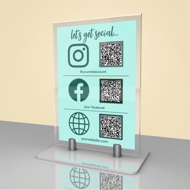 Elegant Business Social Media Sign With QR Code Table Number (Creator Uploaded)