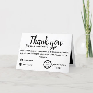 Elegant business thank you note with custom logo card
