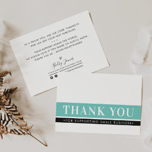 ELEGANT BUSINESS THANK YOU order insert mint green