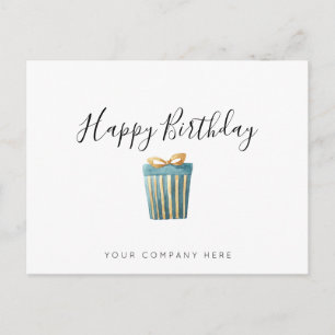 Elegant Business Watercolor Present Birthday   Postcard