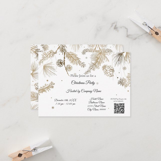 Elegant Bussines Christmas Party Invitation (Front/Back In Situ)